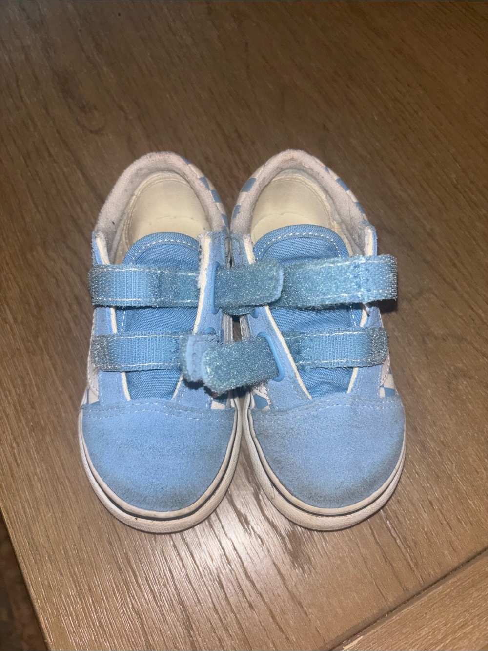 Vans Kids Light Blue Suede & Canvas Velcro Sneakers